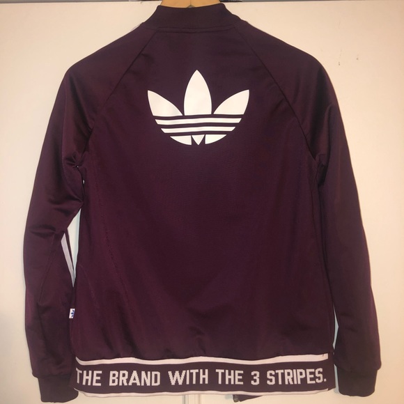 Maroon Adidas Original 3 Stripe Track Jacket - Picture 3 of 3